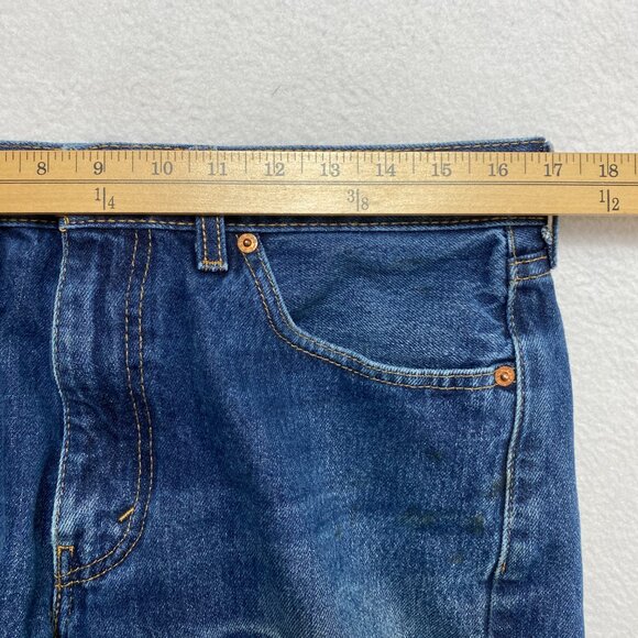 Levis 505 Jeans Mens 33 Blue Denim Straight Leg Medium Washed - Picture 8 of 13